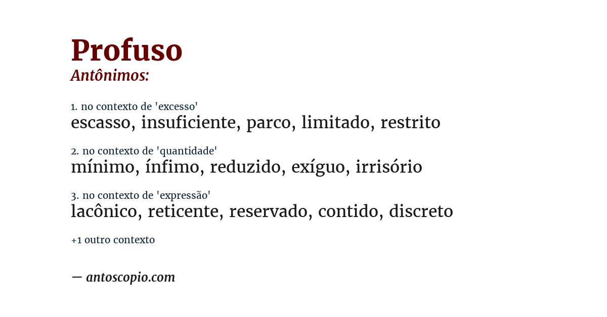 Antônimo de profuso