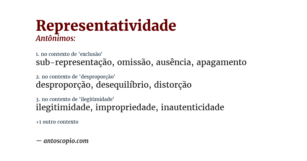 Antônimo de representatividade