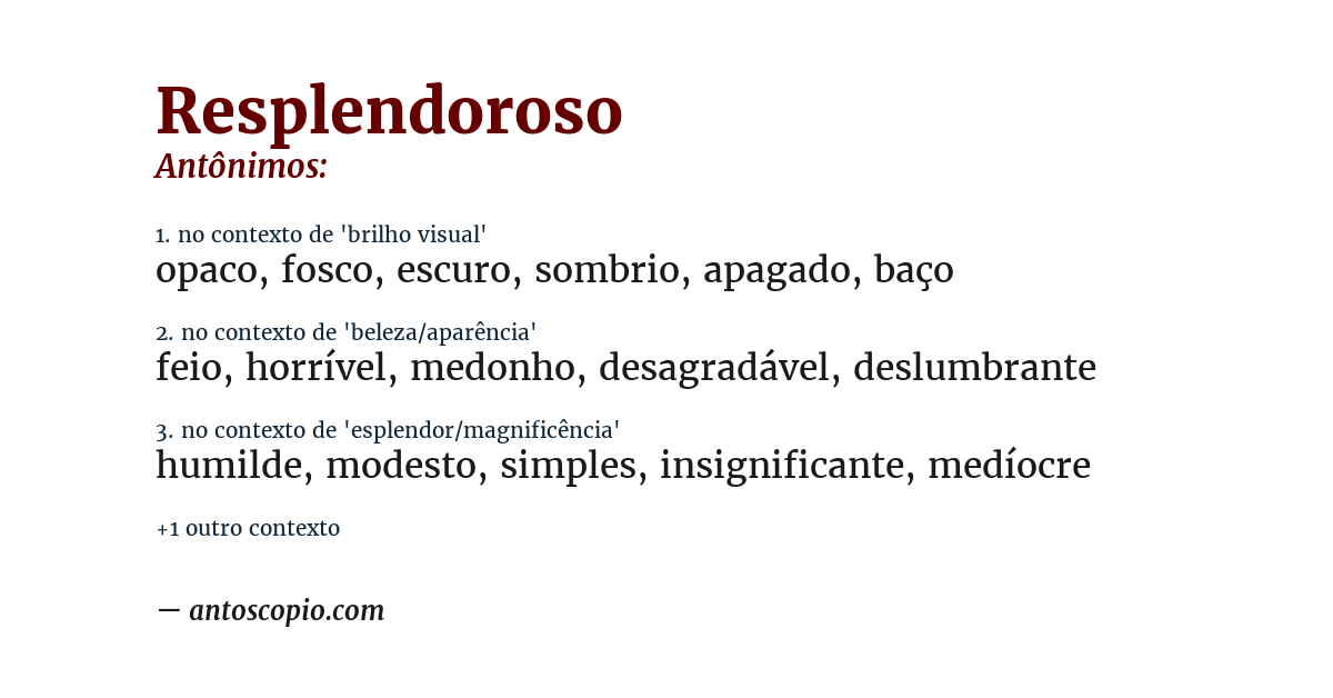 Antônimo de resplendoroso