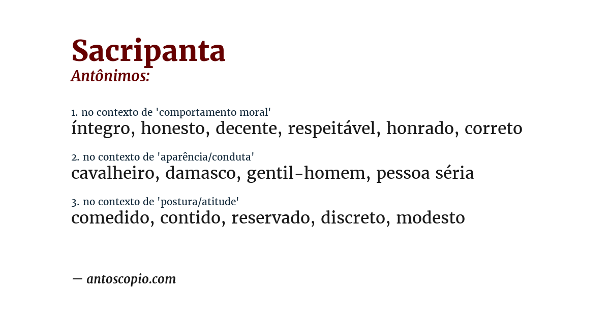 Antônimo de sacripanta