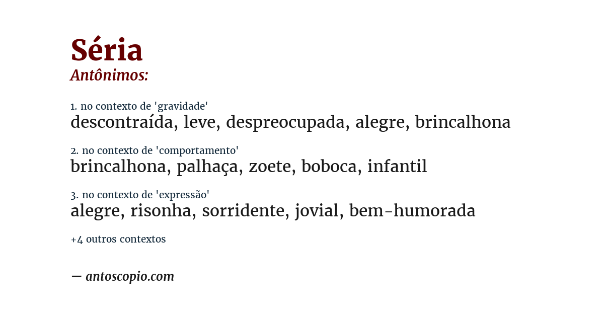 Antônimo de séria
