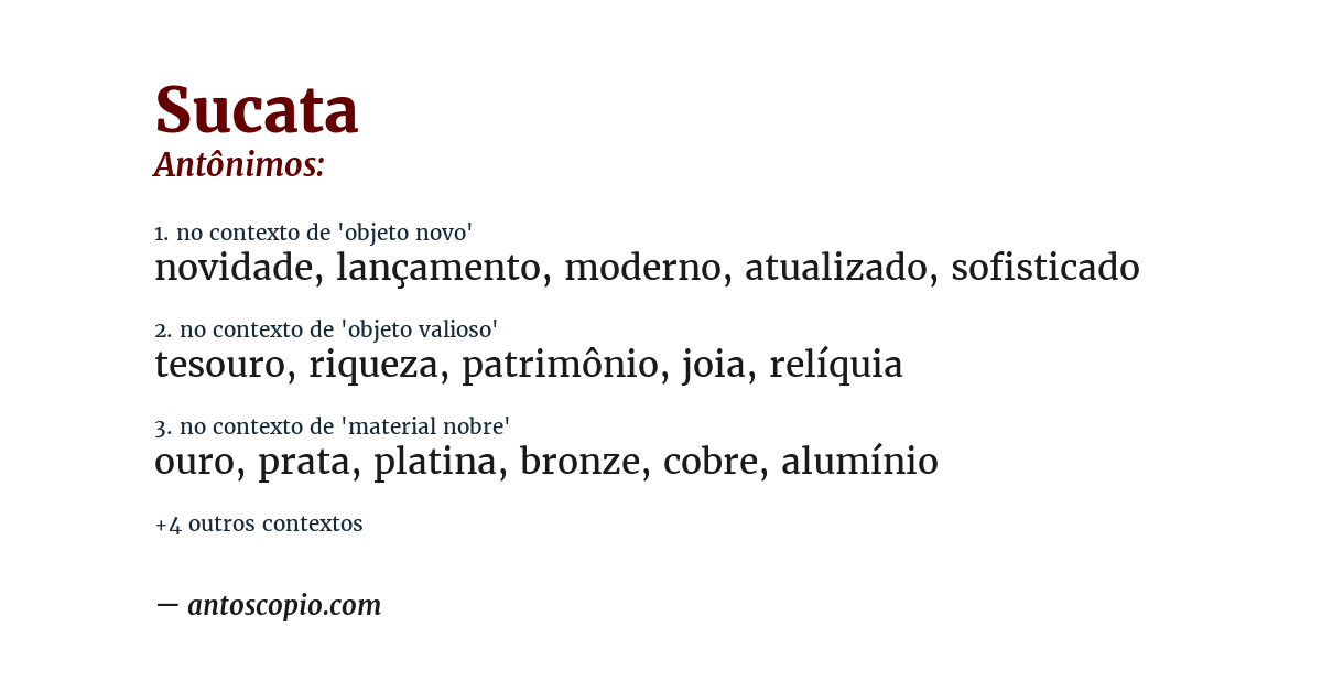 Antônimo de sucata
