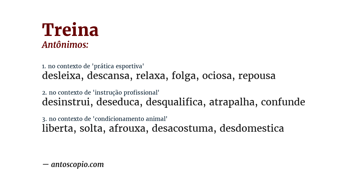 Antônimo de treina