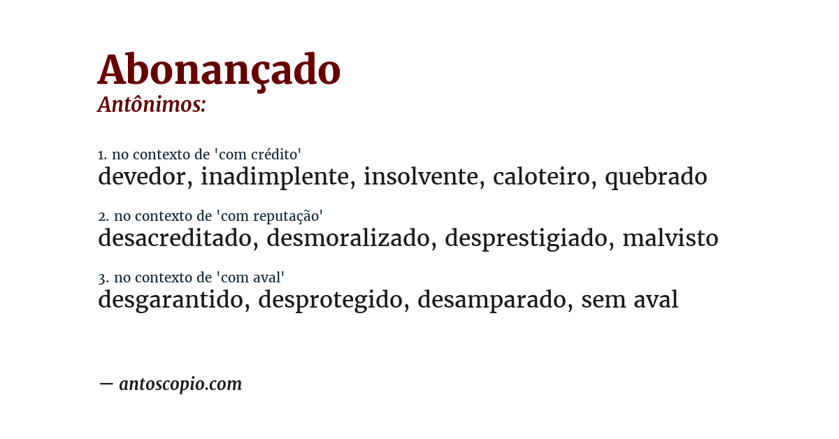 Antônimo de abonançado
