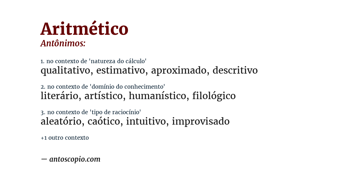 Antônimo de aritmético