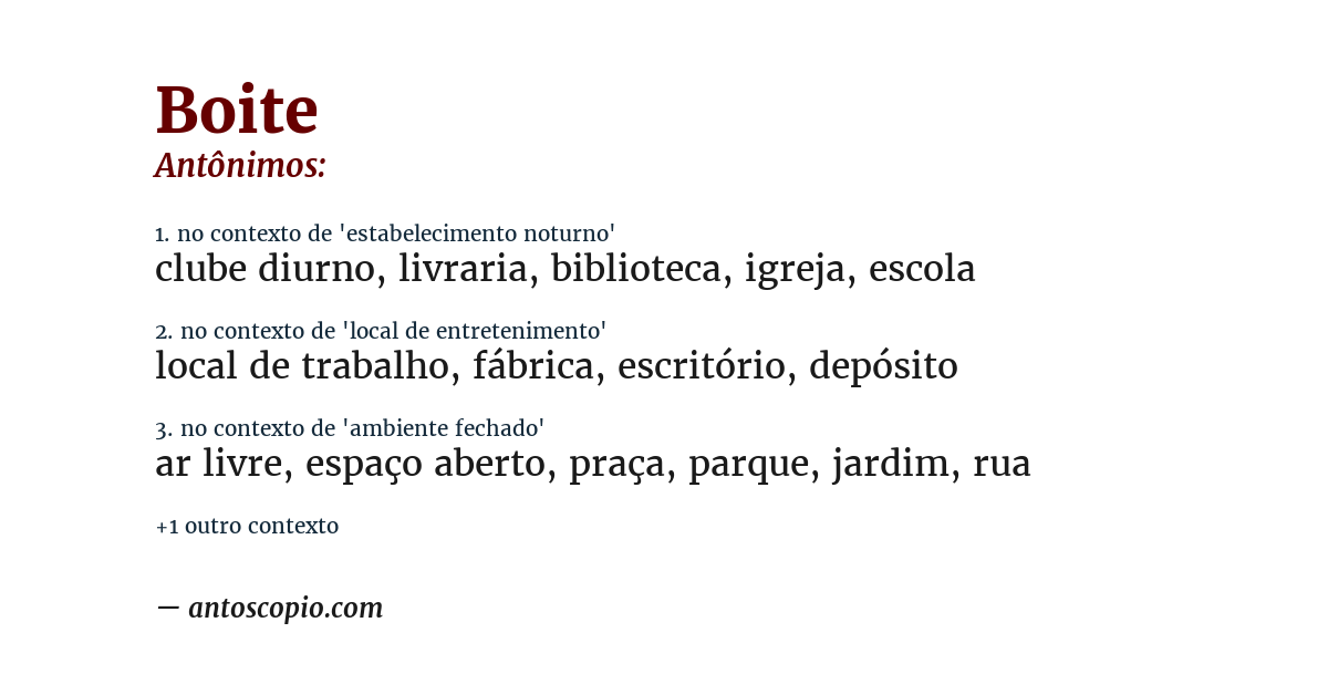 Antônimo de boite
