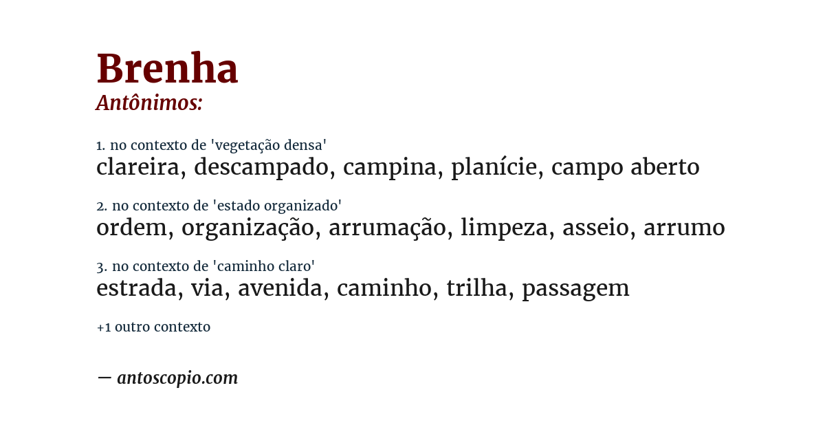 Antônimo de brenha