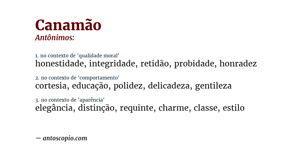 Antônimo de canamão