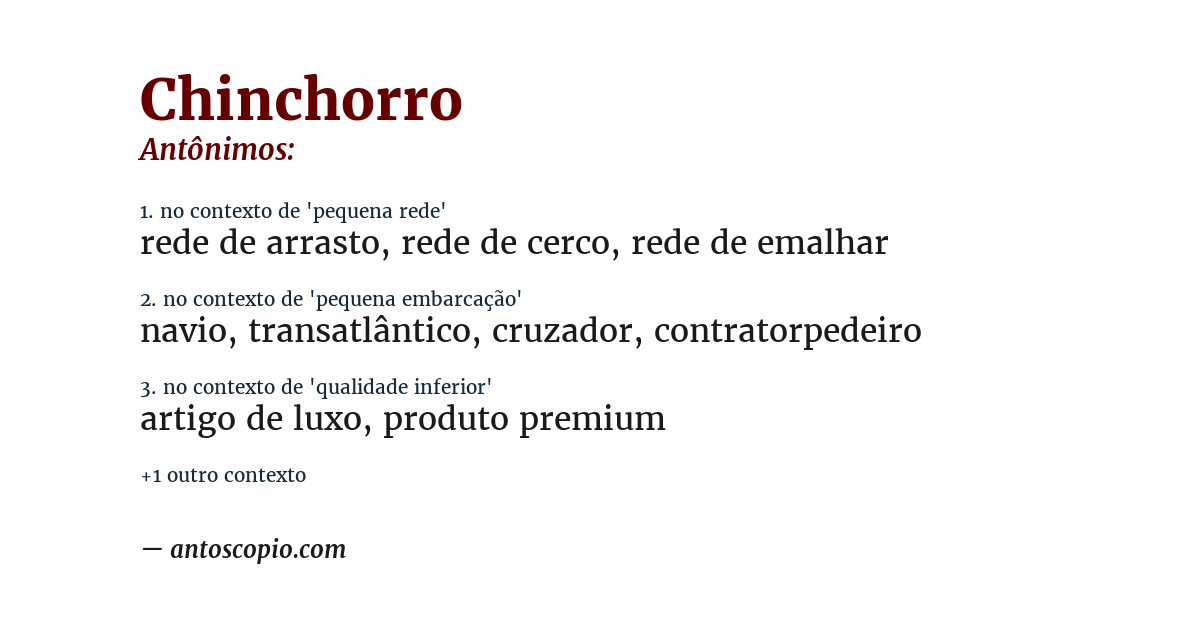 Antônimo de chinchorro