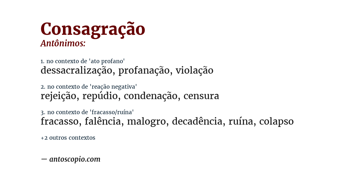 Antônimo de consagração