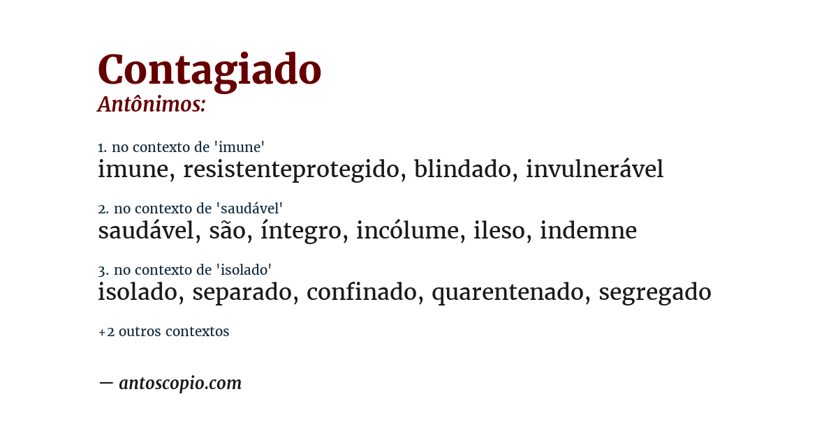 Antônimo de contagiado