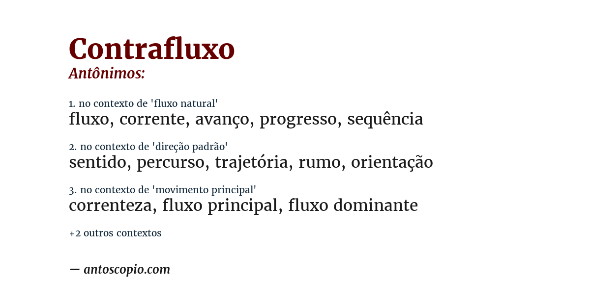 Antônimo de contrafluxo