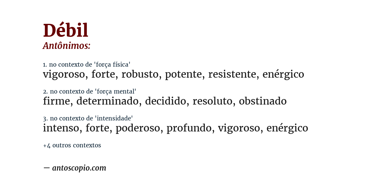 Antônimo de débil