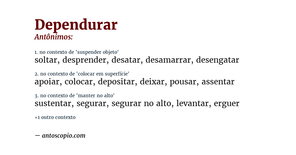 Antônimo de dependurar