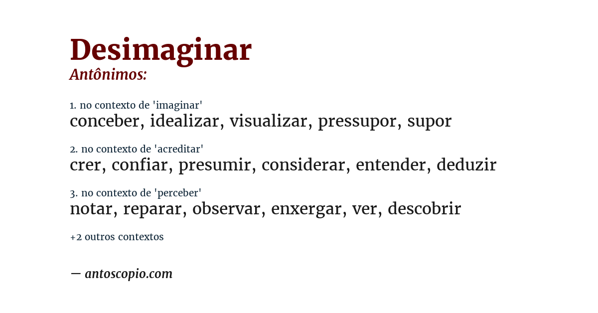 Antônimo de desimaginar