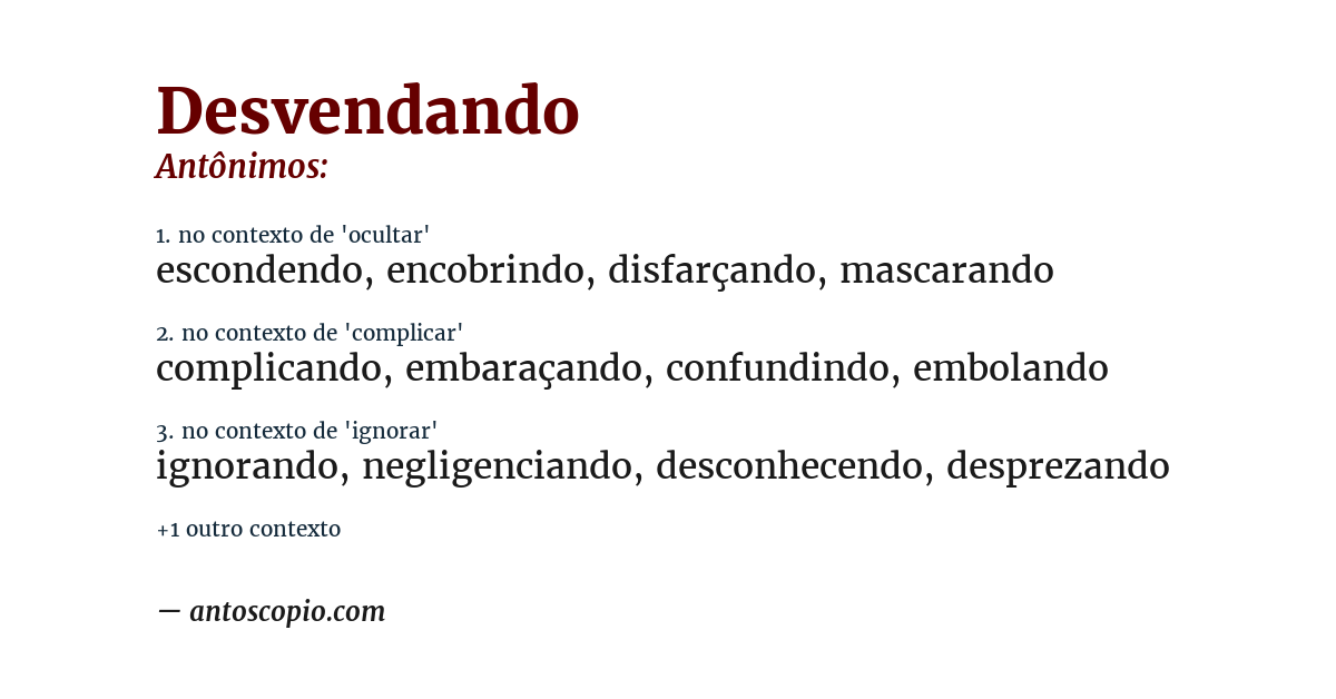 Antônimo de desvendando