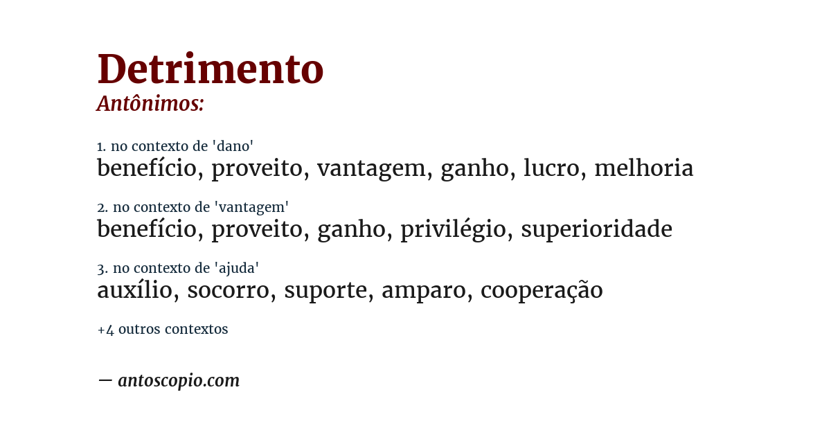Antônimo de detrimento