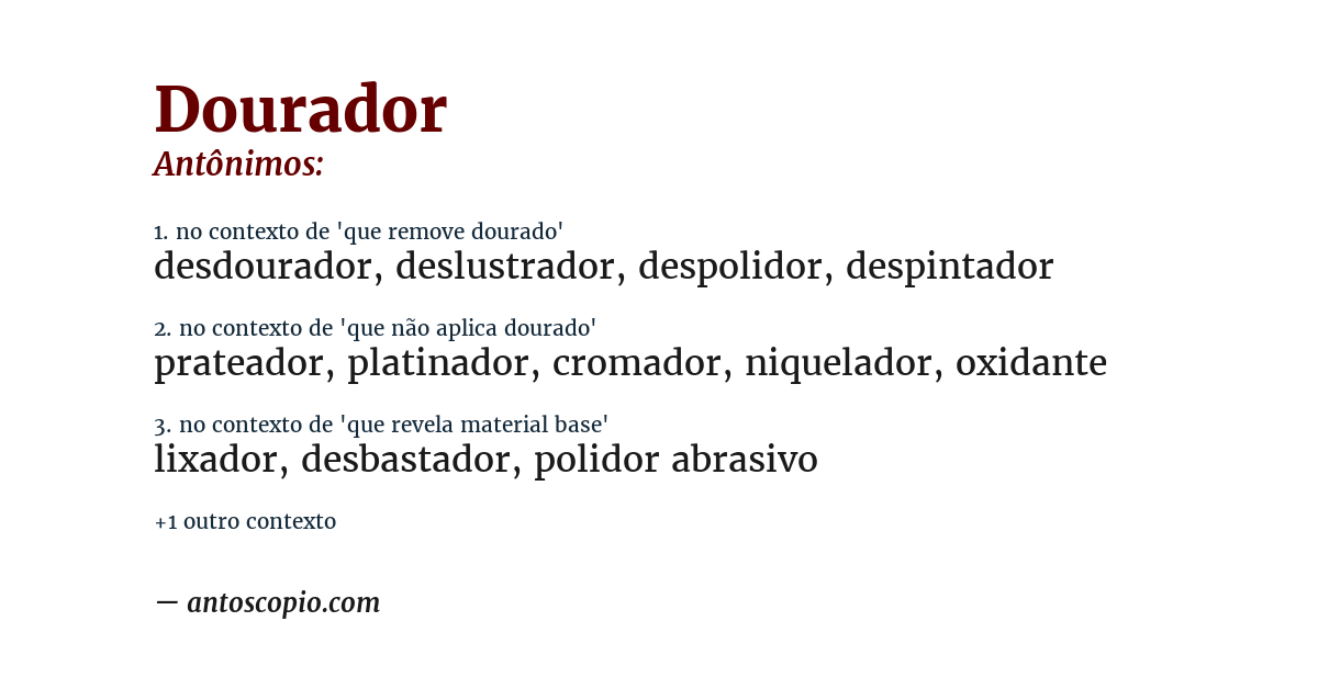 Antônimo de dourador