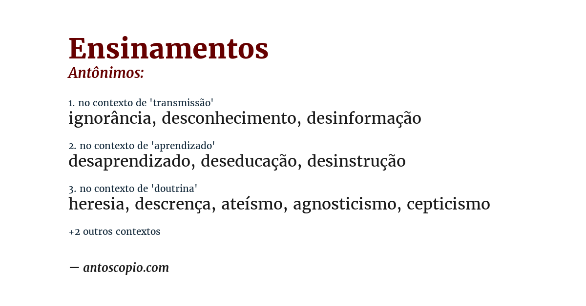 Antônimo de ensinamentos