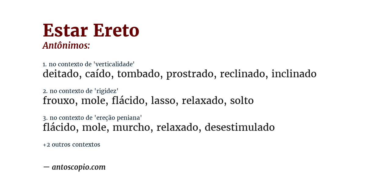 Antônimo de estar ereto