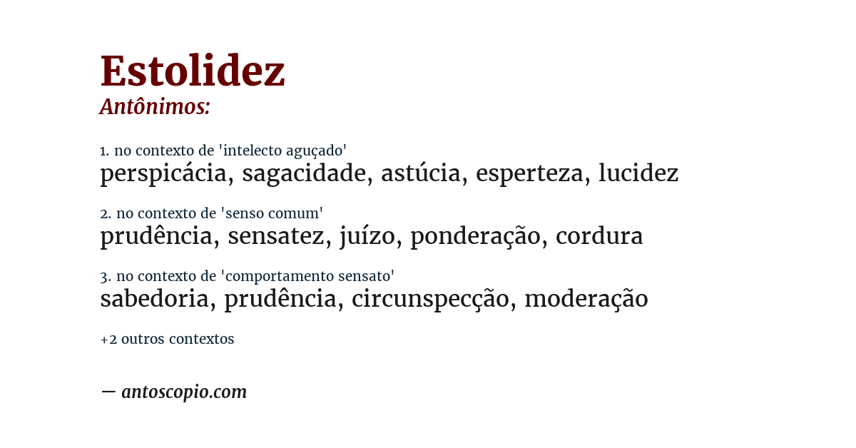 Antônimo de estolidez