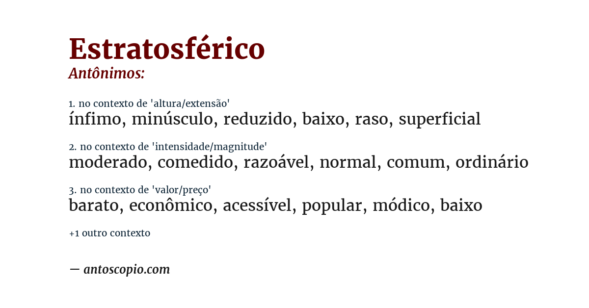 Antônimo de estratosférico