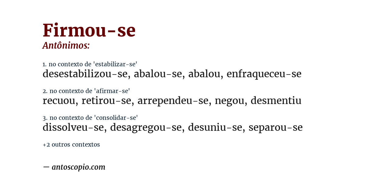 Antônimo de firmou-se