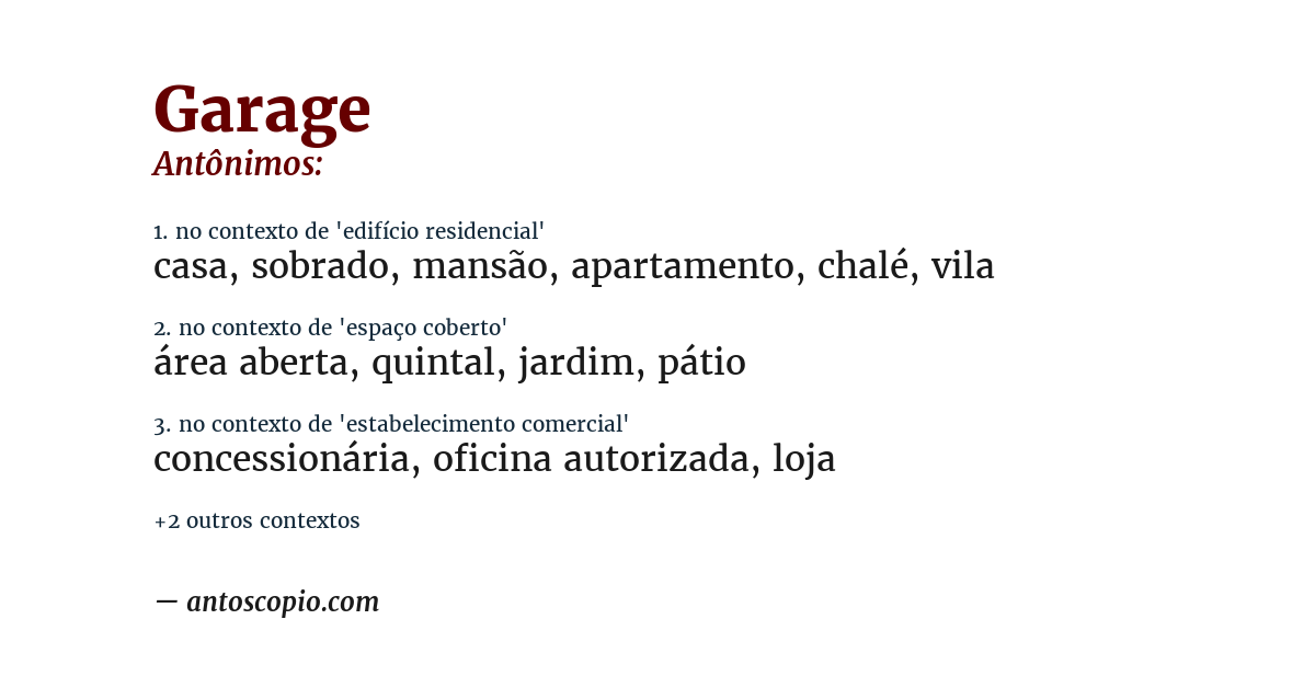 Antônimo de garage