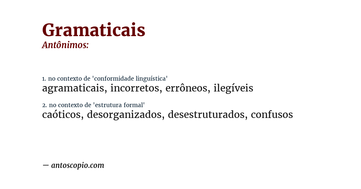 Antônimo de gramaticais
