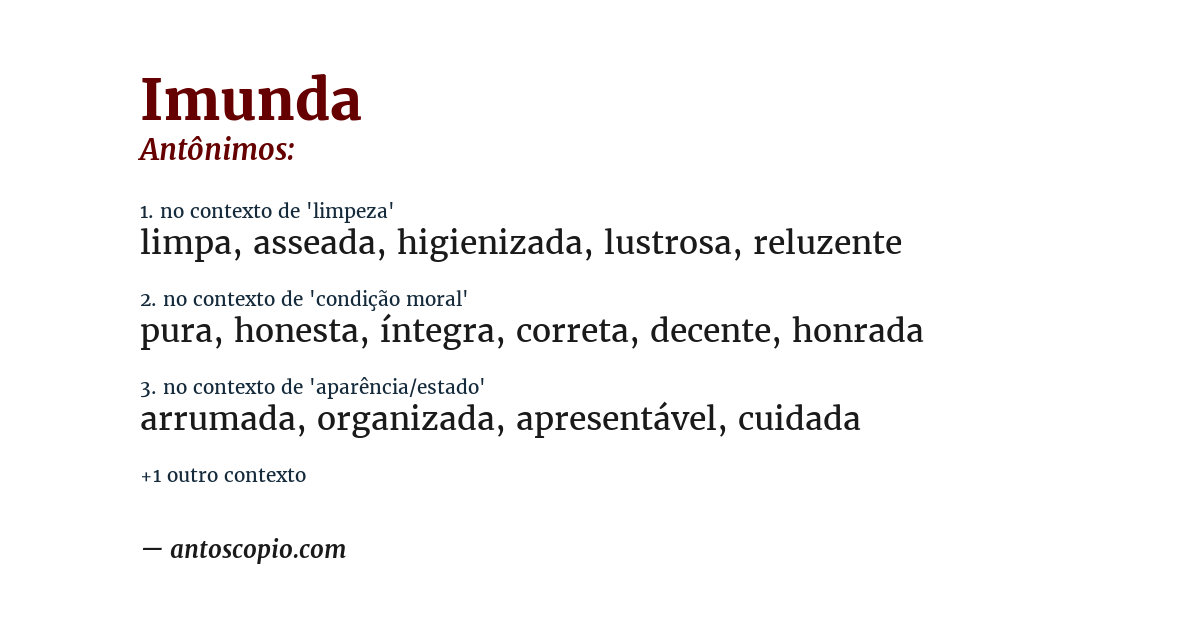 Antônimo de imunda