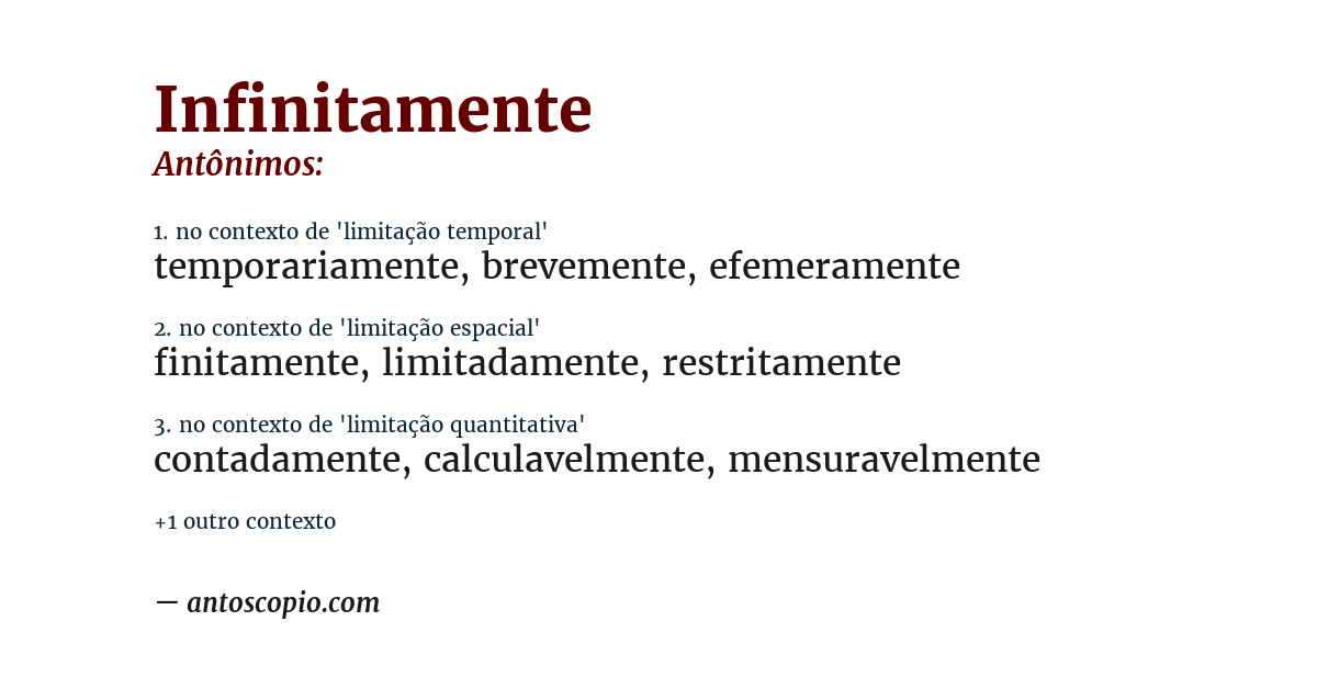Antônimo de infinitamente