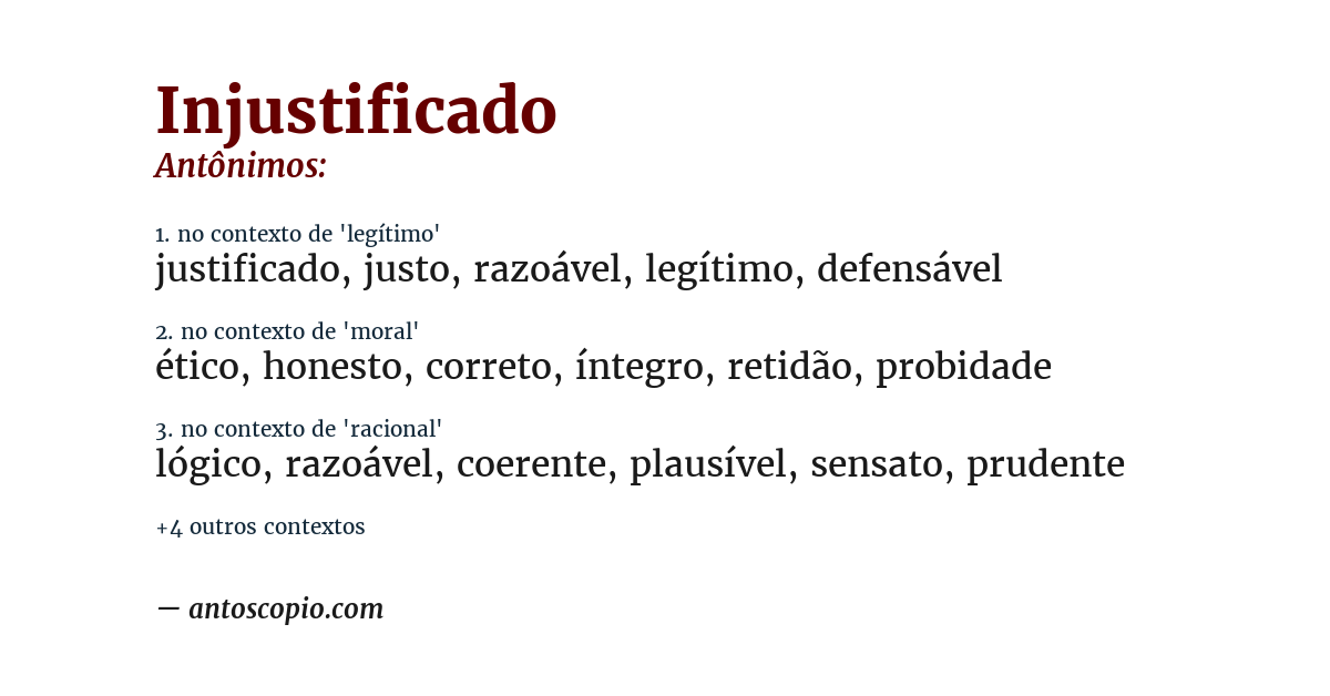 Antônimo de injustificado