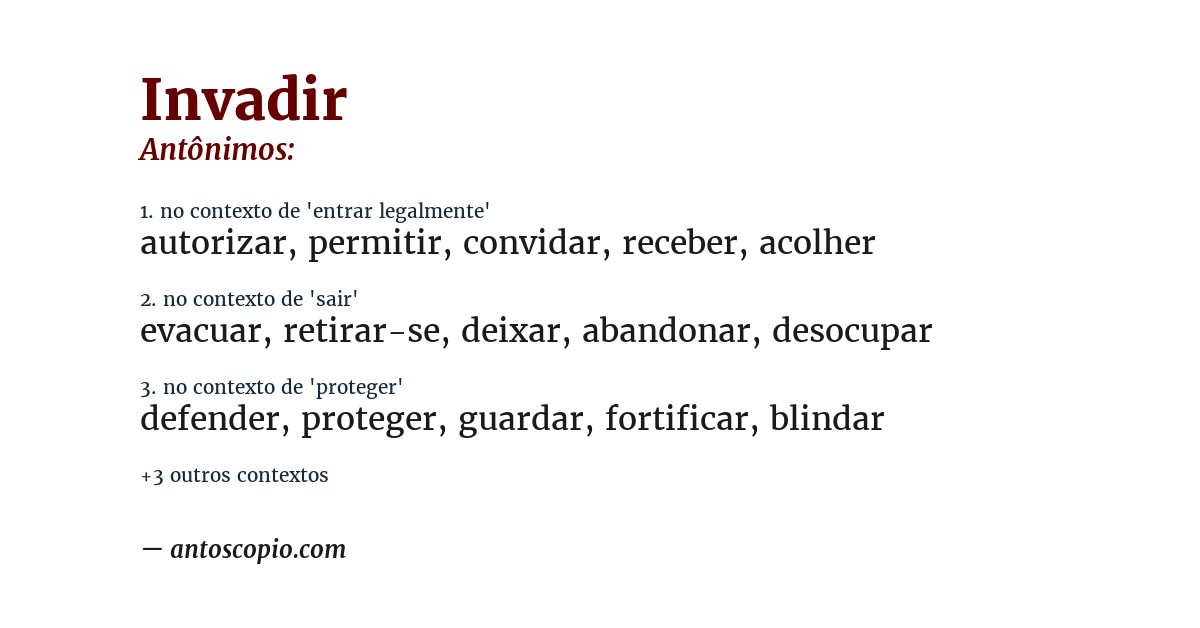 Antônimo de invadir