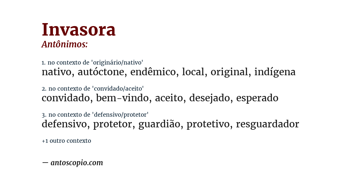 Antônimo de invasora