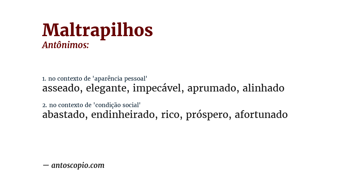 Antônimo de maltrapilhos