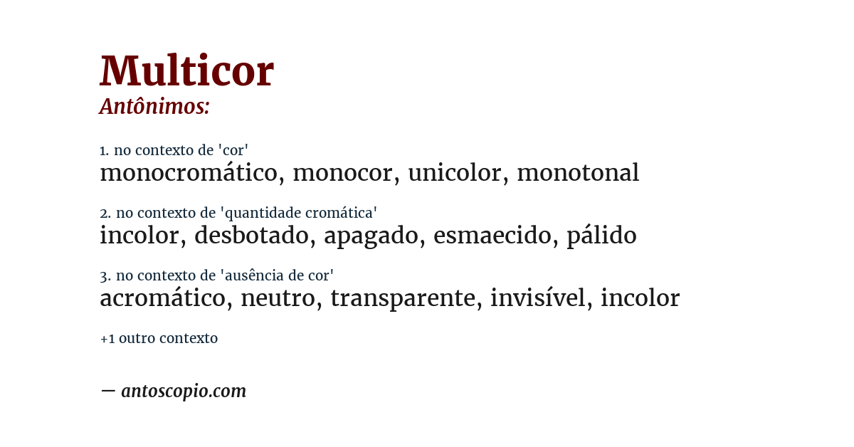 Antônimo de multicor