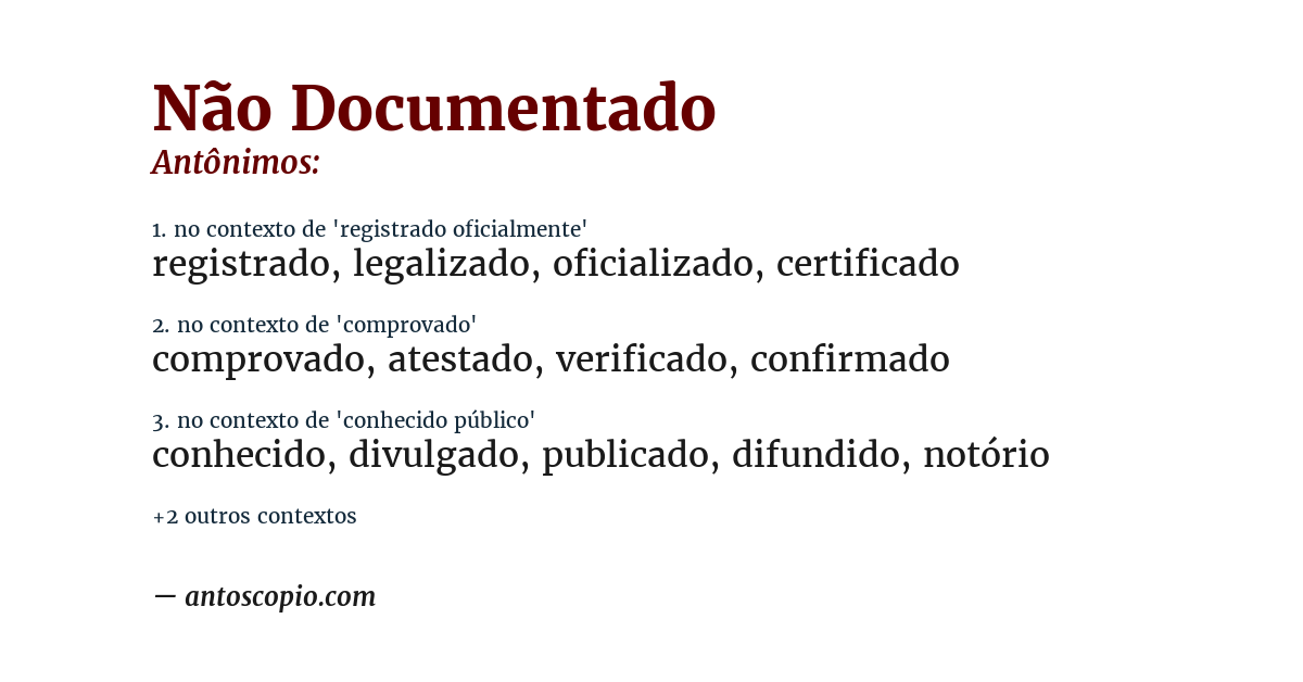 Antônimo de não documentado