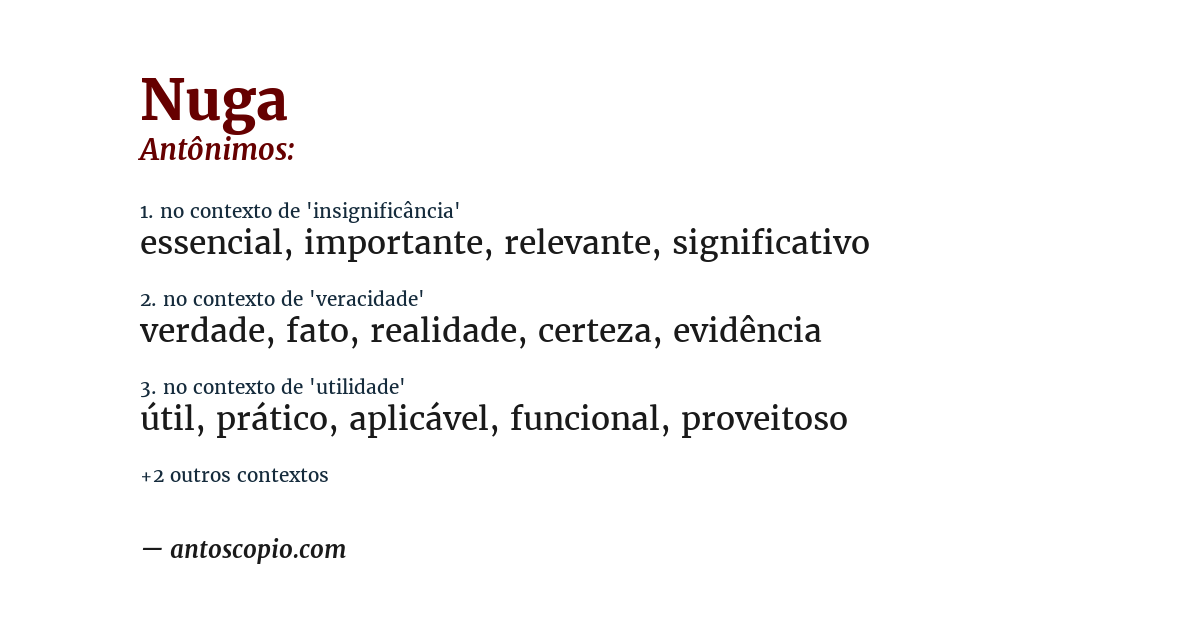 Antônimo de nuga