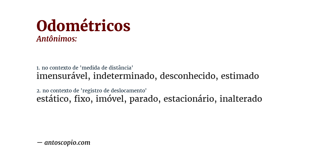 Antônimo de odométricos