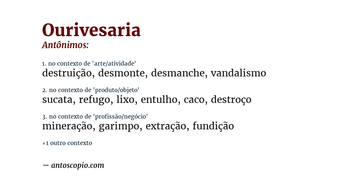 Antônimo de ourivesaria
