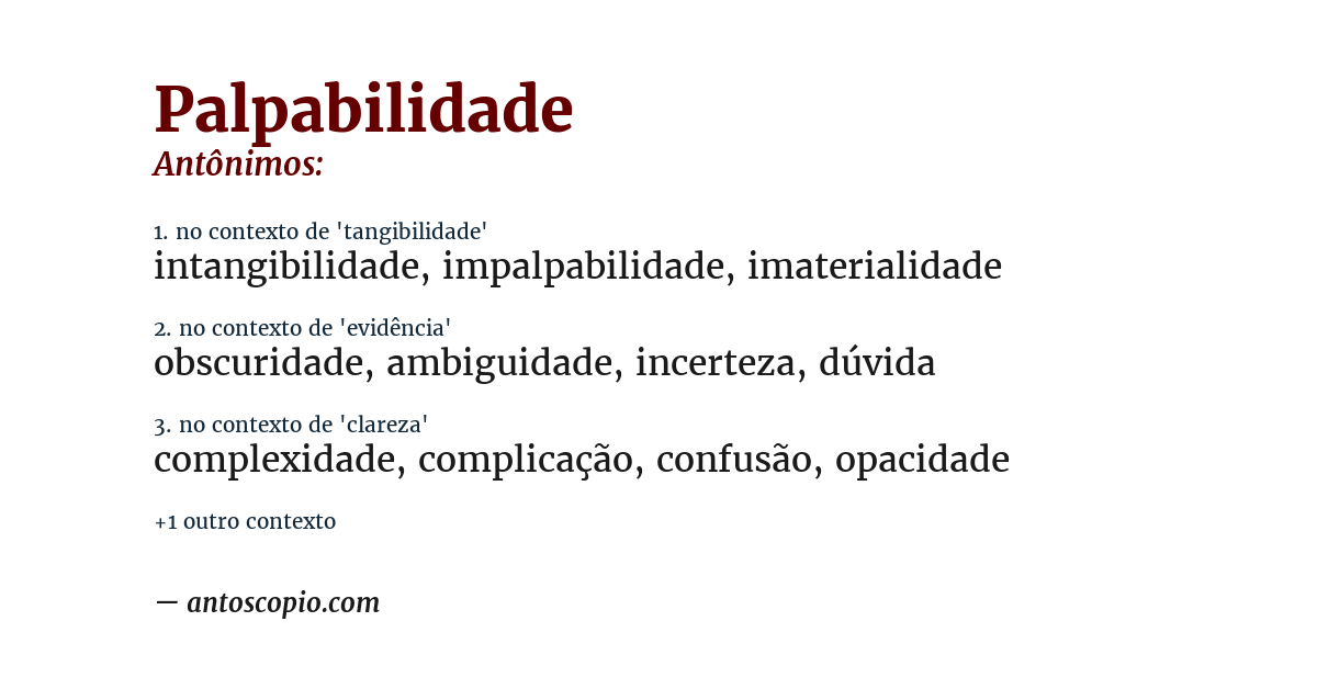 Antônimo de palpabilidade