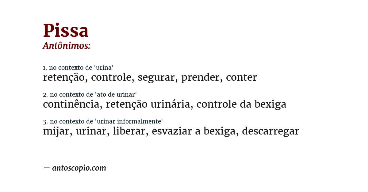 Antônimo de pissa