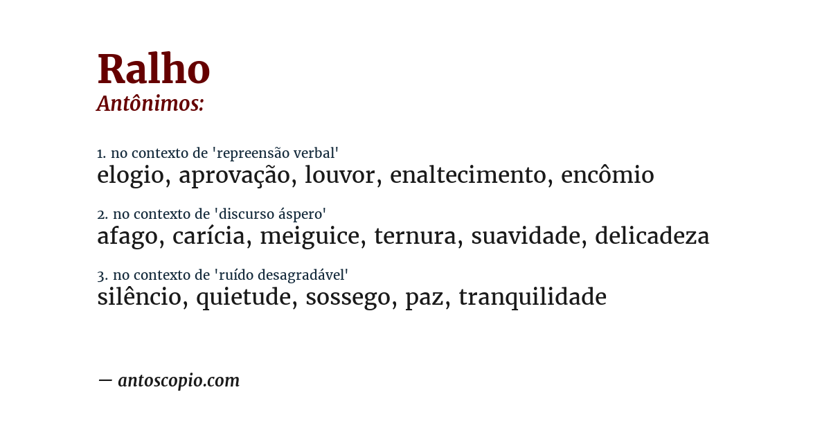 Antônimo de ralho