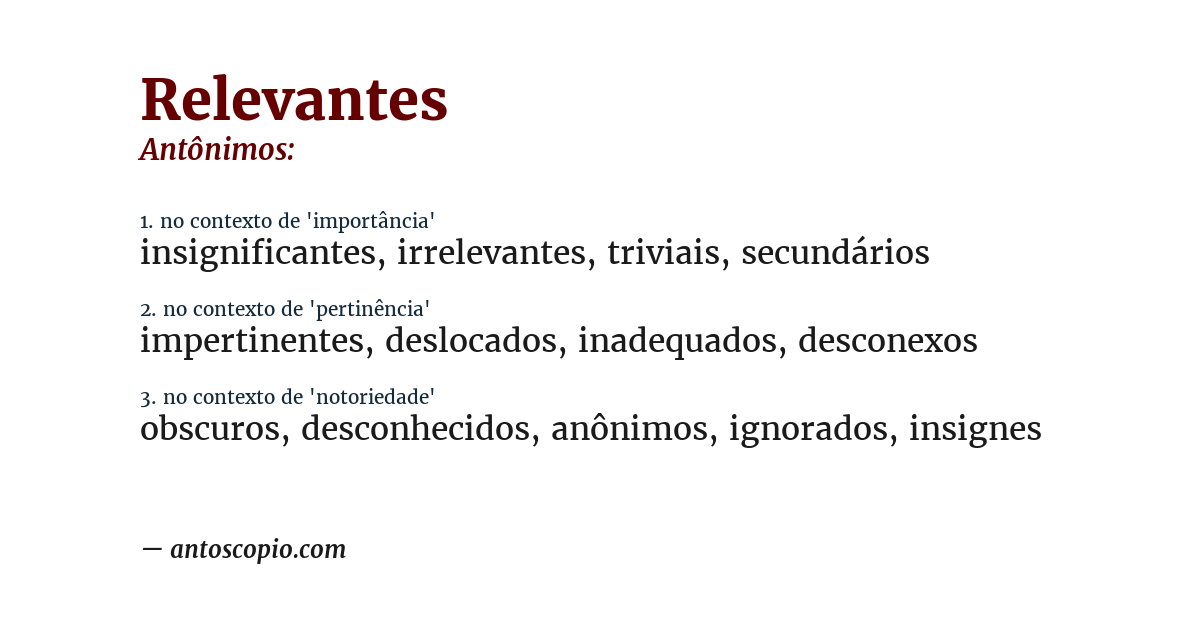 Antônimo de relevantes