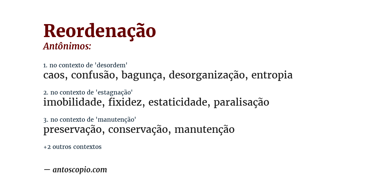Antônimo de reordenação