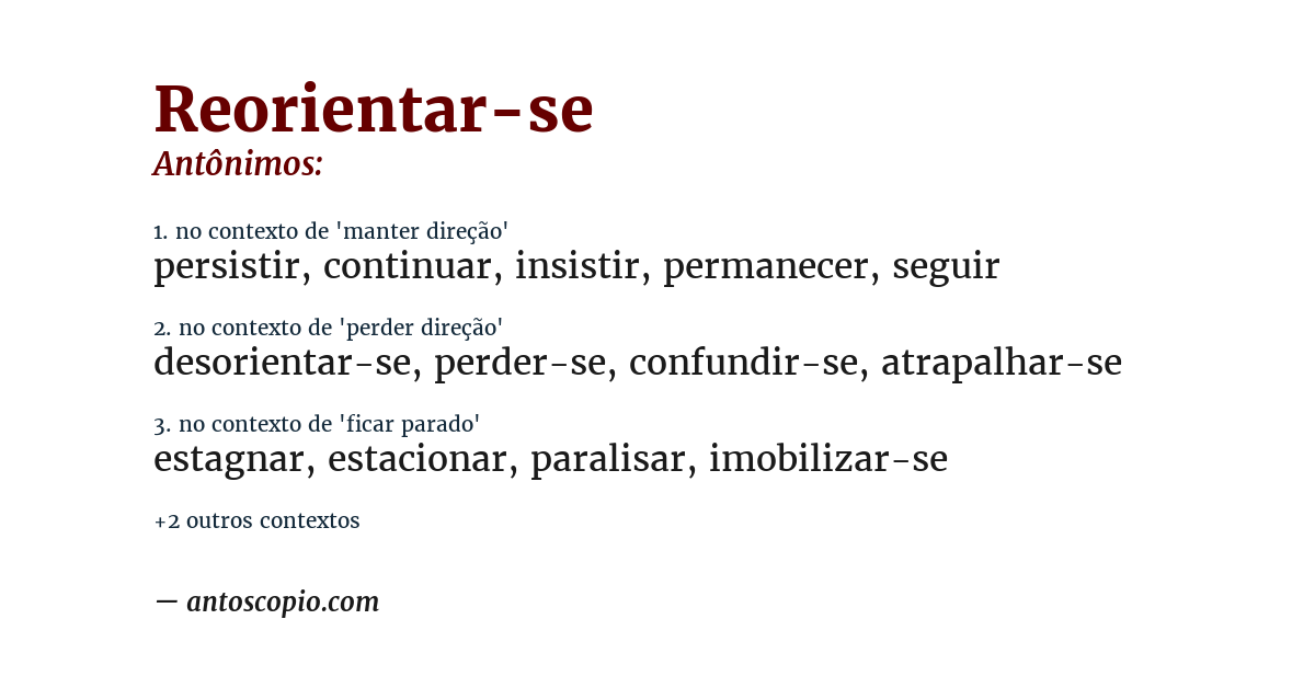 Antônimo de reorientar-se