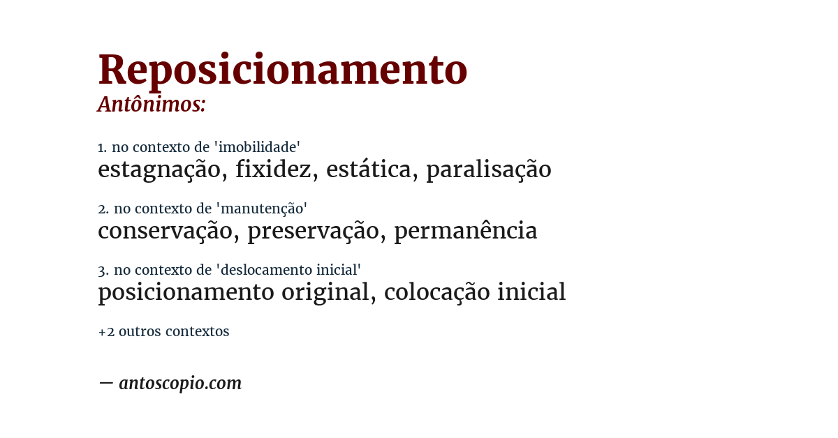 Antônimo de reposicionamento
