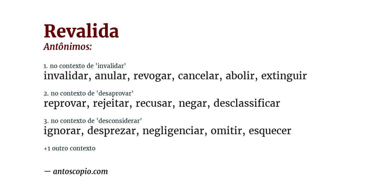 Antônimo de revalida