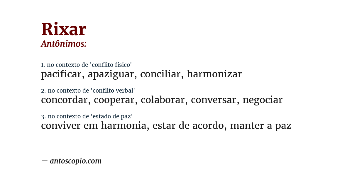 Antônimo de rixar