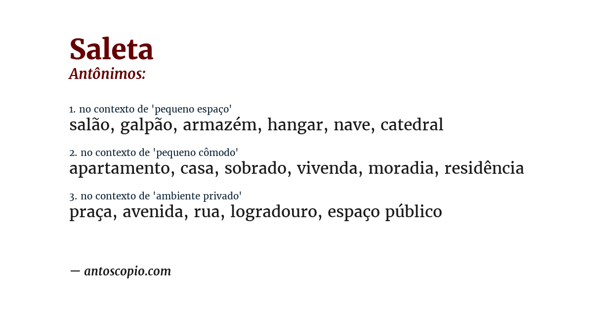 Antônimo de saleta